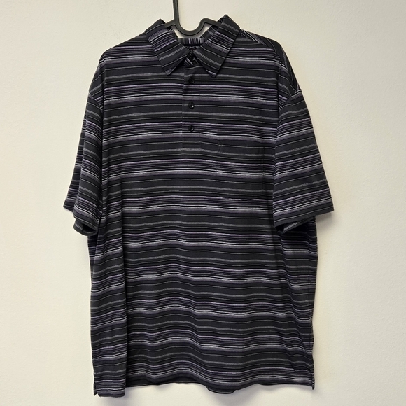 Roundtree & Yorke Stripe Polo Shirt Charcoal Gray XL - Picture 6 of 6